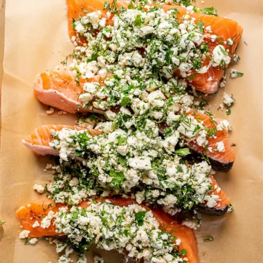 Feta Spinach & Tomato Stuffed Salmon