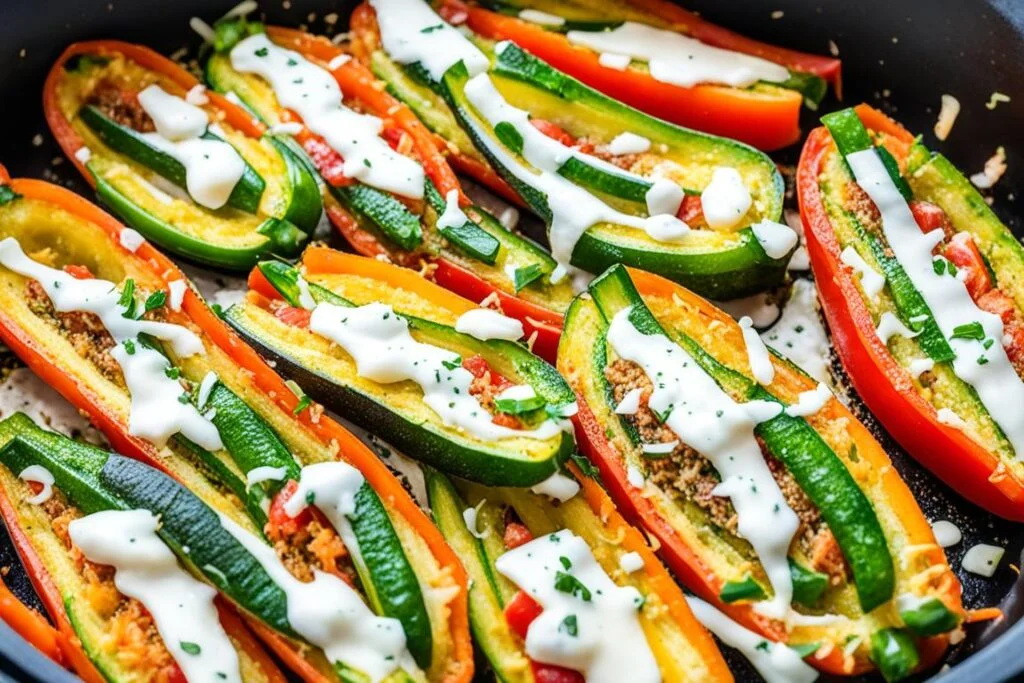 Air Fryer Loaded Zucchini Skins