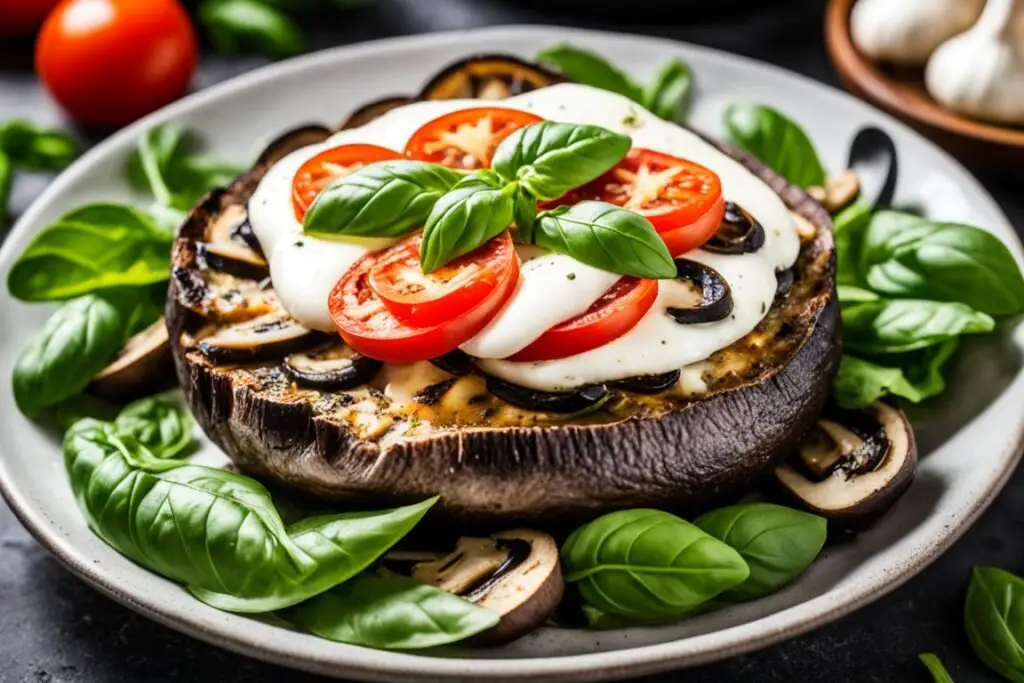 air fryer caprese stuffed portobello mushroom